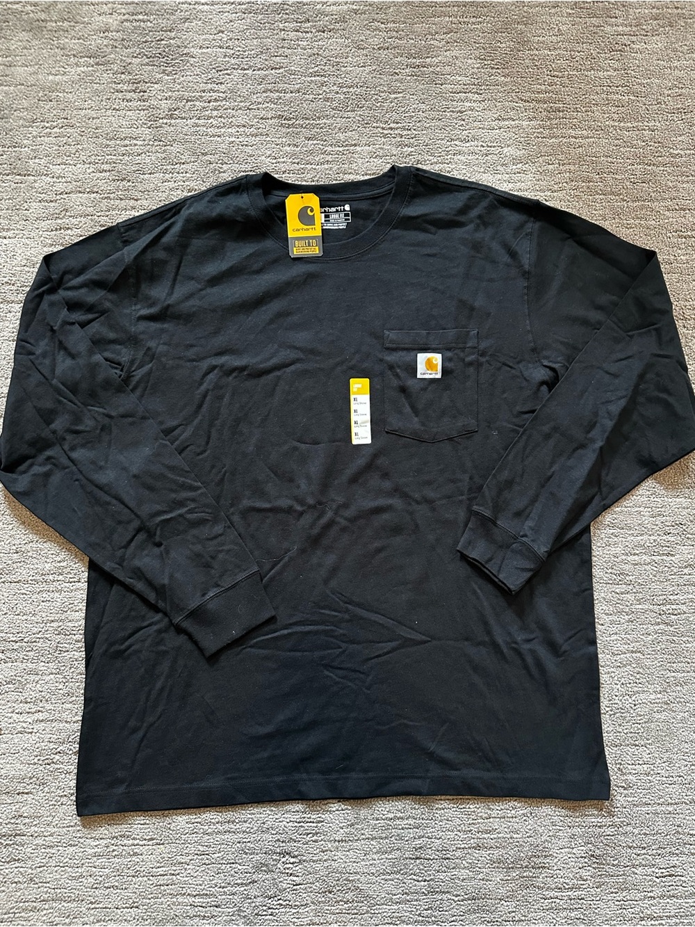 Carhartt Black Long-Sleeve Pocket Tee with Logo